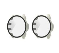 QINOUK Coque PC Dur pour Garmin Forerunner 165 avec Verre Trempé, [2-Pack] Coque de Protection Anti-Rayures Compatible avec Garmin Forerunner 165-Blanche