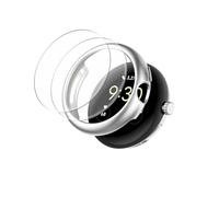 QINOUK Coque PC Dur pour Google Pixel Watch 3 45mm, Coque Protecteur Partiel Anti-Rayures Case, [2-Pack] Film Protecteur, Coque Mince pour Google Pixel Watch 3 45mm-Argent