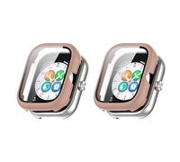 QINOUK Coque PC Dur pour Honor Choice Haylou Watch avec Verre Trempé, [2-Pack] Coque de Protection Anti-Rayures Compatible avec Honor Choice Haylou Watch-Rose