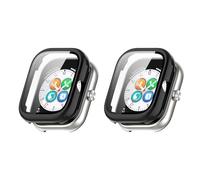 QINOUK Coque PC Dur pour Honor Choice Haylou Watch avec Verre Trempé, [2-Pack] Coque de Protection Anti-Rayures Compatible avec Honor Choice Haylou Watch-Noir