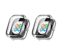 QINOUK Coque PC Dur pour Honor Choice Haylou Watch avec Verre Trempé, [2-Pack] Coque de Protection Anti-Rayures Compatible avec Honor Choice Haylou Watch-Transparent