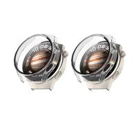 QINOUK Coque PC Dur pour Huawei Watch 4 Pro Space Edition avec Verre Trempé, [2-Pack] Coque de Protection Anti-Rayures Compatible avec Huawei Watch 4 Pro Space Edition-Transparent