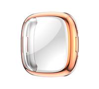 QINOUK Coque pour Fitbit Versa 4/Fitbit Sense 2 avec protection d'écran intégrée [anti-rayures] Coque fine en TPU souple galvanisé pour Fitbit Versa 4/Fitbit Sense 2 - Or rose