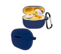 QINOUK Coque pour JBL Tune 125TWS, [Antichoc] Premium Souple Silicone Protection intégrale Coque avec clip en forme de D, compatible avec JBL Tune 125TWS [Anti-traces de doigts] - Bleu