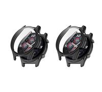 QINOUK Coque rigide en polycarbonate pour Honor Watch GS3 avec verre trempé intégré, [2-Pack] Protection intégrale, anti-rayures Coque de protection fine compatible avec Honor Watch GS3-Noir