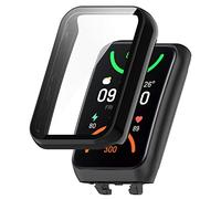 QINOUK Coque rigide en polycarbonate pour OPPO Band 2 avec protection d'écran en verre trempé intégrée, anti-chute, protection intégrale, anti-rayures compatible avec OPPO Band 2 - Noir