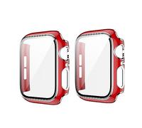 QINOUK Étui PC Dur pour Apple Watch Ultra 2 avec Verre Trempé, [2-Pack] Étui de Protection Anti-Rayures Compatible avec Apple Watch Ultra 2-Rouge