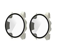 QINOUK Étui PC Dur pour Garmin Forerunner 265 avec Verre Trempé, [2-Pack] Étui de Protection Anti-Rayures Compatible avec Garmin Forerunner 265-Blanche