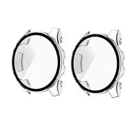 QINOUK Étui PC Dur pour Garmin Forerunner 965 avec Verre Trempé, [2-Pack] Étui de Protection Anti-Rayures Compatible avec Garmin Forerunner 965-Transparent
