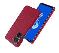 QINOUK Étui pour ASUS Zenfone 10, [Anti-Rayures] Étui de Protection Ultra-Fin, Texture Tissu, Chaleur Confortable, pour ASUS Zenfone 10-Rouge