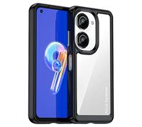 QINOUK Étui pour ASUS Zenfone 10, [Anti-Rayures] HD Transparent Case Étui Protecteur en PC + TPU Souple Étui pour ASUS Zenfone 10-Noir