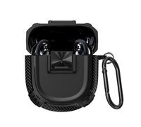 QINOUK Étui pour Bose QuietComfort Earbuds II, [Antichoc] Étui de Protection TPU Robuste avec Mousqueton, Protection Intégrale du Corps, Compatible avec Bose QuietComfort Earbuds II-Noir
