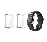 QINOUK Étui pour Fitbit Charge 6 avec Protection D'écran, [2-Pack] [Anti-Rayures] Étui de Protection en TPU Souple pour Fitbit Charge 6-Argent