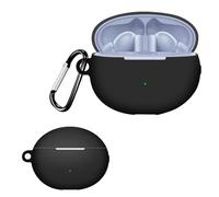 QINOUK Étui pour Huawei FreeBuds 6i, Étui en Silicone Souple, avec Clip en Forme de D, Étui de Protection pour Huawei FreeBuds 6i-Noir
