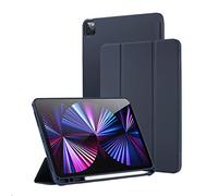 QINOUK Étui pour iPad Pro 12.9 2021/2020 avec porte-crayon, coque intelligente ultra fine en polyuréthane de qualité supérieure avec fonction de mise en veille automatique, [fonction support] pour