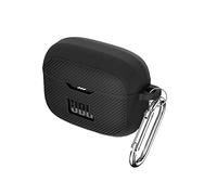 QINOUK Étui pour JBL Tune 230NC TWS, Étui en Silicone Souple, avec Mousqueton, Étui de Protection pour JBL Tune 230NC TWS-Noir