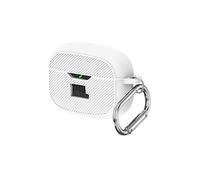 QINOUK Étui pour JBL Vibe Beam, Étui en Silicone Souple, avec Clip en Forme de D, Étui de Protection pour JBL Vibe Beam-Blanc