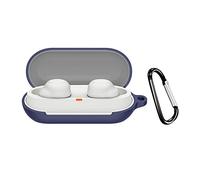 QINOUK Étui pour Sony WF-C700N, Étui en Silicone Souple, avec Clip en Forme de D, Étui de Protection pour Sony WF-C700N-Bleu