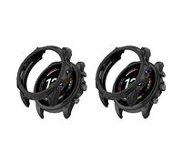 QINOUK Lot de 2 coques pour Fossil Gen 6 44 mm, anti-chute, protection partielle en TPU souple, coque fine compatible avec Fossil Gen 6, 44 mm, noir