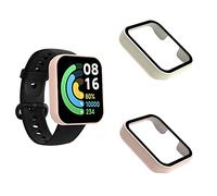 QINOUK Lot de 2 coques rigides en polycarbonate pour Xiaomi Redmi Watch 2 Lite avec protection d'écran en verre trempé intégrée, protection intégrale, coque de protection anti-rayures pour Redmi Watch