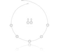 Qinpan Ensemble collier et boucles d'oreilles en forme de trèfle à cinq feuilles plaqué or pour femme, 13*13mm, Acier inoxydable, Pas de gemme