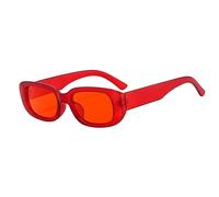 qinqilanqi-S Lunettes de soleil rectangulaires pour homme et femme - Style tendance - Style années 90 - Protection UV 400 - Cadre carré, rouge