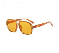 qinqilanqi-S Lunettes de soleil rétro pour hommes femmes classiques années 70 vintage rectangulaires surdimensionnées lunettes de soleil carrées double pont, bec jaune/thé à l'orange, Taille unique