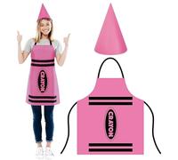 QINQINZIJIN 2 Pièces Costume de Crayon, Tablier de Crayon de Couleur et Chapeaux Cône de Nain Amusants, Costume pour Adulte, Costumes Amusant pour Carnaval, Cosplay, Halloween (Rose)