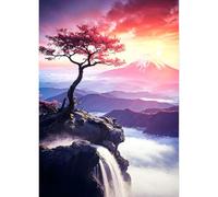 QINRUBB DIY 5D Arbre de Vie Diamond Art Kits Point de Croix Painting pour Adultes Débutants, 5D Volcan Art du Diamant Complet Kit, Peinture Coucher de Soleil Diamant Painting Kits Maison Décor 30x40cm