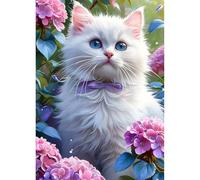 QINRUBB DIY 5D Chat Mignon Diamond Art Kits Point de Croix Painting pour Adultes Débutants, 5D Hortensias Fleurs Art du Diamant Complet Kit, Peinture Chaton Diamant Painting Kits Maison Décor 30x40 cm