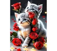 QINRUBB DIY 5D Chatons Peinture Diamant Painting Kit, 5D Fleurs de Roses Art du Diamant Complet Kits, Amoureux Diamond Art Kits Point de Croix Painting pour Adultes Débutants Maison Décor 30x40 cm