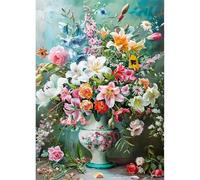 QINRUBB DIY 5D Fleurs Colorées Diamond Art Kits Point de Croix Painting pour Adultes Débutants, 5D Vase Vintage Art du Diamant Complet Kit, Peinture Flowers Diamant Painting Kits Maison Décor 30x40cm