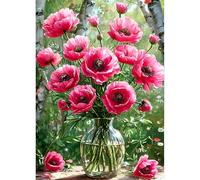 QINRUBB DIY 5D Fleurs dans un Vase Diamond Art Kits Point de Croix Painting pour Adultes Débutants, 5D Fleurs Roses Art du Diamant Complet Kit, Peinture Diamant Painting Kits Maison Décor 30x40 cm