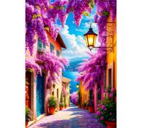 QINRUBB DIY 5D Glycine Diamond Art Kits Point de Croix pour Adultes Débutants, 5D Fleurs Maison vintage Art du Diamant Complet Kit, Lampadaire Peinture Diamant Painting Kits Maison Décor 30x40cm