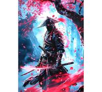 QINRUBB DIY 5D Ninja Japonais Diamond Art Kits Point de Croix Painting pour Adultes Débutants, 5D Samouraï Art du Diamant Complet Kit, Peinture Fantaisie Diamant Painting Kits Maison Décor 30x40 cm