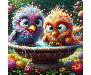 QINRUBB DIY 5D Oiseau Coloré Diamond Art Kits Point de Croix Painting pour Adultes Débutants, 5D Cartoon Birds Art du Diamant Complet Kit, Peinture Animal Diamant Painting Kits Maison Décor 30x30 cm