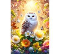 QINRUBB DIY 5D Petit Hibou Diamond Art Kits Point de Croix pour Adultes Débutants, 5D Fleurs Papillons Art du Diamant Complet Kit, Pays des Fées Peinture Diamant Painting Kits Maison Décor 30x40cm