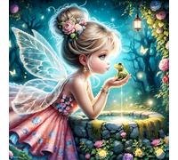 QINRUBB DIY 5D Princesse et Grenouille Diamond Art Kits Point de Croix Painting pour Adultes Débutants, 5D Fée Art du Diamant Complet Kit, Peinture Dreamland Diamant Painting Kits Maison Décor 30x30cm