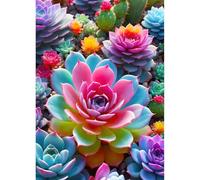 QINRUBB DIY 5D Succulente Colorée Diamond Art Kits Point de Croix Painting pour Adultes Débutants, 5D Plantes Art du Diamant Complet Kit, Peinture Life Force Diamant Painting Kits Maison Décor 30x40cm