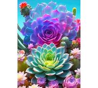 QINRUBB DIY 5D Succulente Colorée Diamond Art Kits Point de Croix Painting pour Adultes Débutants, 5D Cactus Art du Diamant Complet Kit, Peinture Life Force Diamant Painting Kits Maison Décor 30x40 cm