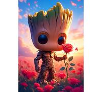 QINRUBB DIY Cartoon Character Diamond Art Kit for Beginners Adults, Full Drill Rose Flowers Diamond Painting Kits, 5D Sunset Painting by Numbers DIY Craft Kits for Home Wall Decor 12x16 inch