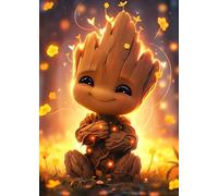 QINRUBB DIY Cartoon Diamond Art Kit for Beginners Adults, Full Drill Grooooot Diamond Painting Kits, 5D Tree Man Painting by Numbers DIY Craft Kits for Home Wall Decor 12x16 inch