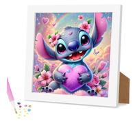 QINRUBB DIY Cartoon Diamond Painting Kits with Wooden Frame, Full Drill Stitch Diamond Art Kit for Beginners Elderly, 5D Heart Painting by Numbers DIY Craft Kits for Home Wall Decor 18x18 cm