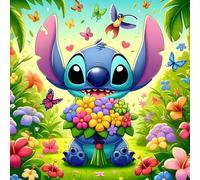 QINRUBB DIY Cartoon Stitch Diamond Art Kit for Beginners Adults, Full Drill Colourful Flowers Diamond Painting Kits, 5D Butterfly Painting by Numbers DIY Craft Kits for Home Wall Decor 12x12 inch