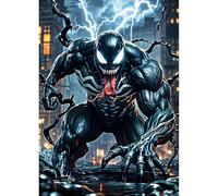 QINRUBB DIY Darkness Villain Diamond Art Kit for Beginners Adults, Full Drill Lightning Diamond Painting Kits, 5D Movie Poster Painting by Numbers DIY Craft Kits for Home Wall Decor 12x16 inch