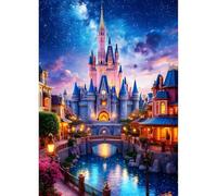 QINRUBB DIY Dream Castle Diamond Art Kit for Beginners Adults, Full Drill Night Sky Diamond Painting Kits, 5D Fantasy Castle Painting by Numbers DIY Craft Kits for Home Wall Decor 12x16 inch