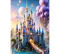 QINRUBB DIY Fantasy Castle Diamond Art Kit for Beginners Adults, Full Drill Sky Balloons Diamond Painting Kits, 5D Dreamland Painting by Numbers DIY Craft Kits for Home Wall Decor 12x16 inch