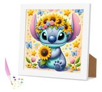 QINRUBB DIY Sunflowers Diamond Painting Kits with Wooden Frame, Full Drill Stitch Diamond Art Kit for Beginners Elderly, 5D Butterflies Painting by Numbers DIY Craft Kits for Home Wall Decor 18x18 cm