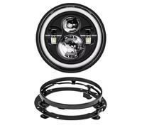 QINSHU Phare Avant Phare Moto pour Fat pour Boy pour Switchback pour Road pour King pour Ultra/Phare LED 7 Pouces + Feux Antibrouillard 4,5 Anneau Montage Support 7"