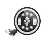 QINSHU Phare De Moto Phare LED 5.75 Pouces Voiture Moto Feux Jour H4 Tête Mort Yeux D'ange Pour Jeep Pour Lada